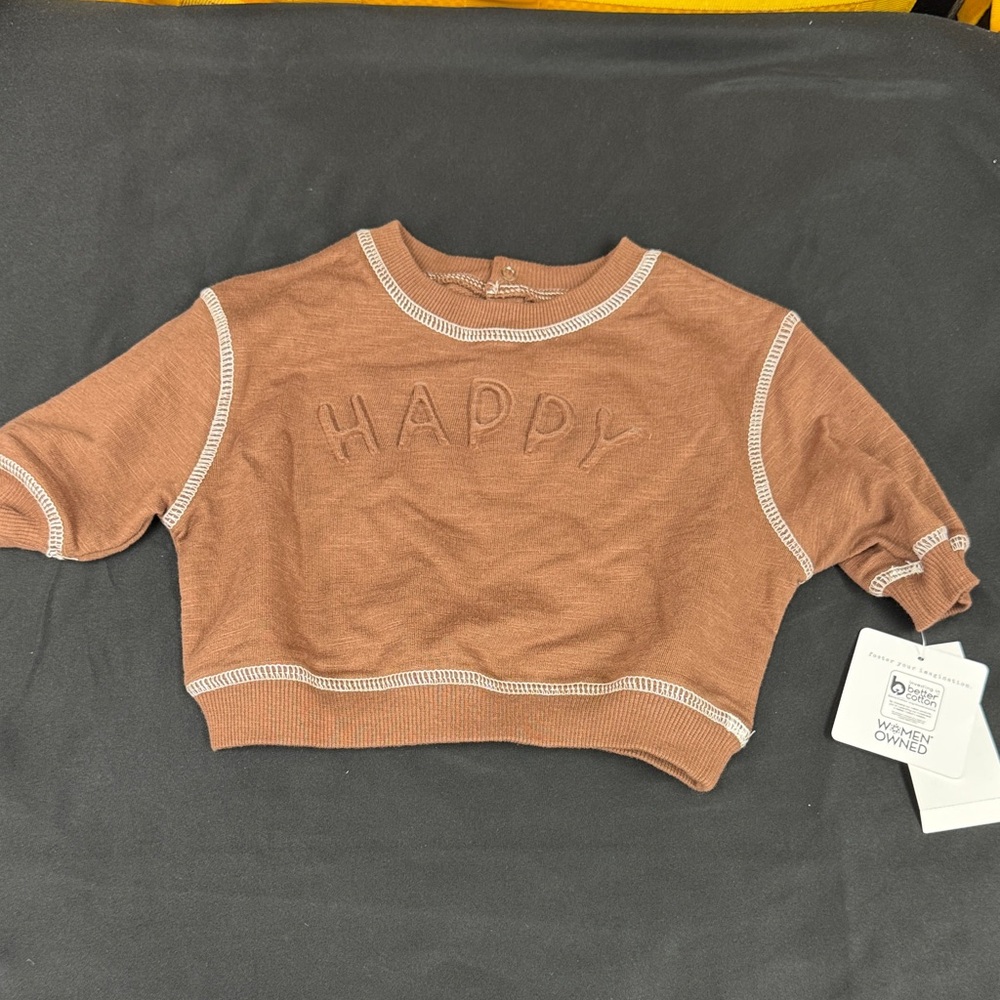 Grayson Mini newborn Happy Brown Kids Shirt lightweight sweatshirt new NB